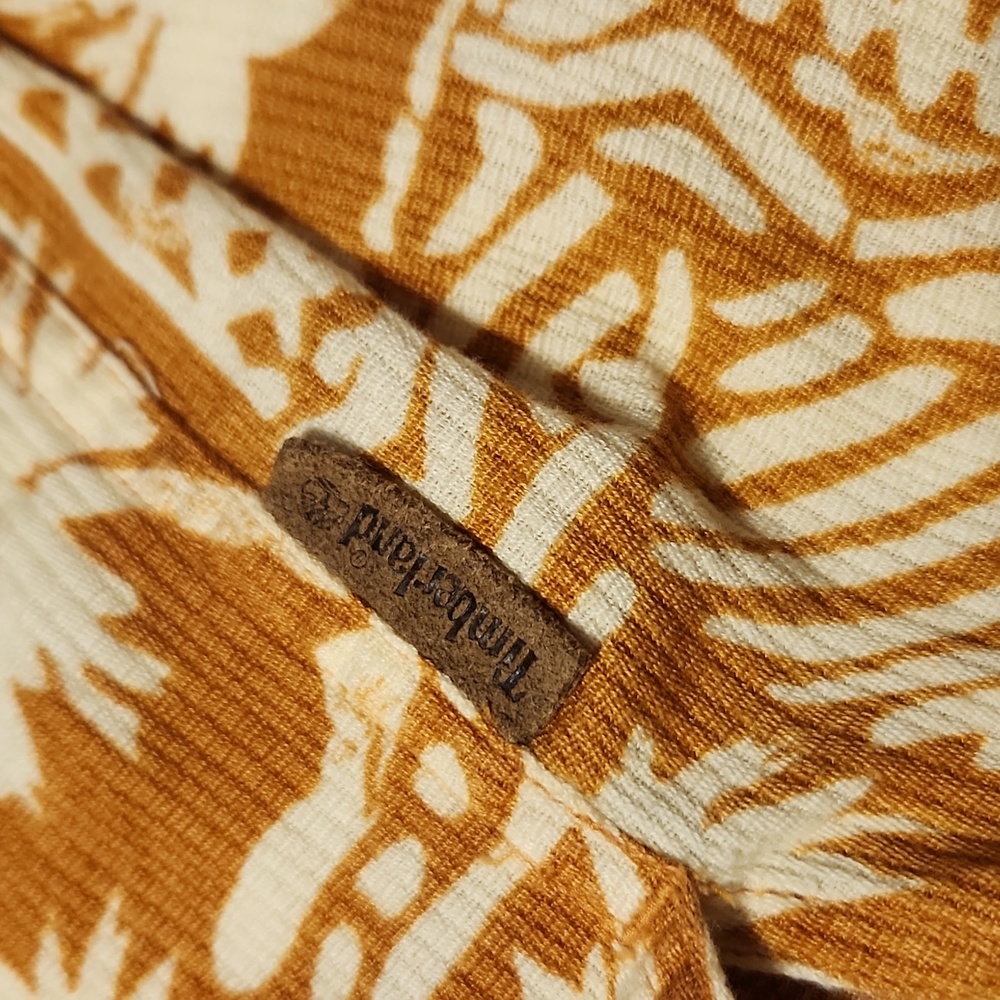 Timberland Hawaiian print button up shirt light orange brown large - Picture 9 of 9